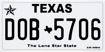 TX license plate DOB5706