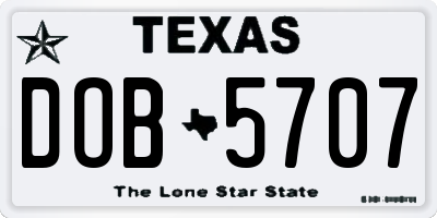 TX license plate DOB5707