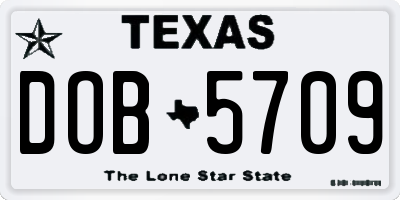 TX license plate DOB5709