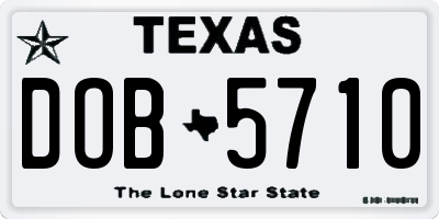 TX license plate DOB5710