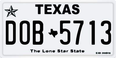 TX license plate DOB5713