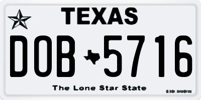 TX license plate DOB5716