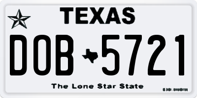 TX license plate DOB5721