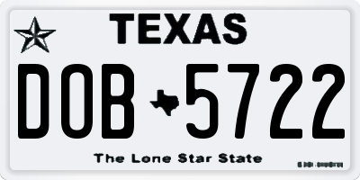 TX license plate DOB5722