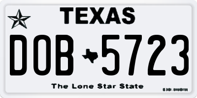 TX license plate DOB5723