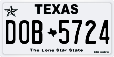 TX license plate DOB5724