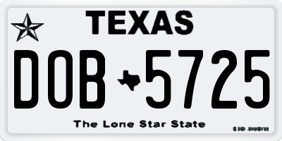 TX license plate DOB5725