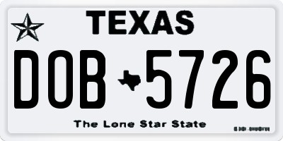 TX license plate DOB5726