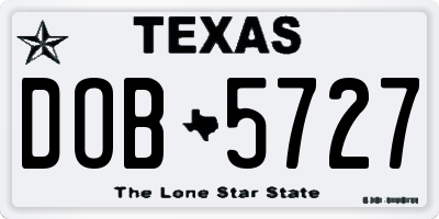 TX license plate DOB5727