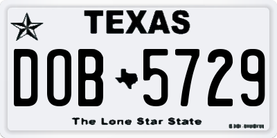 TX license plate DOB5729