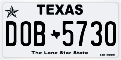 TX license plate DOB5730