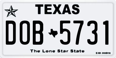TX license plate DOB5731