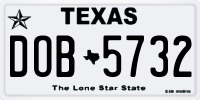 TX license plate DOB5732