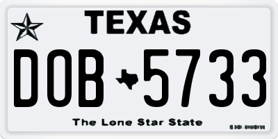 TX license plate DOB5733
