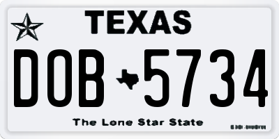 TX license plate DOB5734