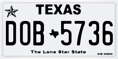 TX license plate DOB5736