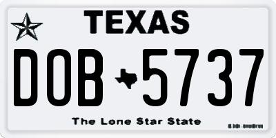 TX license plate DOB5737