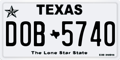 TX license plate DOB5740