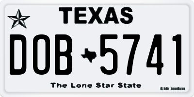 TX license plate DOB5741