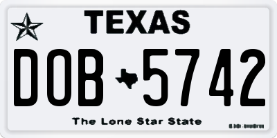 TX license plate DOB5742
