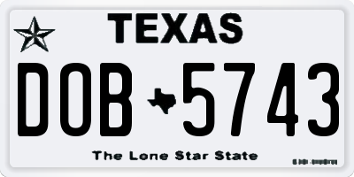 TX license plate DOB5743