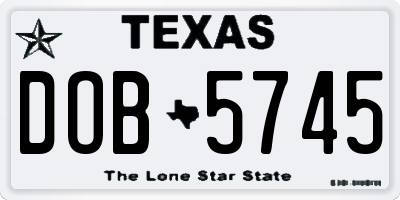 TX license plate DOB5745