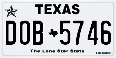 TX license plate DOB5746