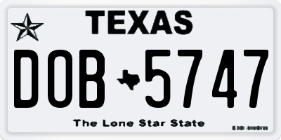 TX license plate DOB5747