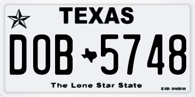 TX license plate DOB5748