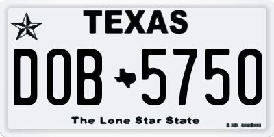 TX license plate DOB5750