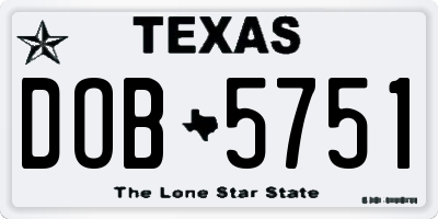 TX license plate DOB5751