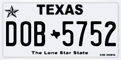 TX license plate DOB5752