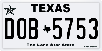 TX license plate DOB5753