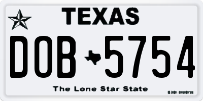 TX license plate DOB5754