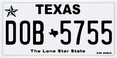 TX license plate DOB5755