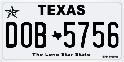 TX license plate DOB5756
