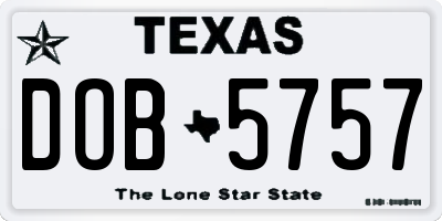TX license plate DOB5757