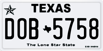TX license plate DOB5758