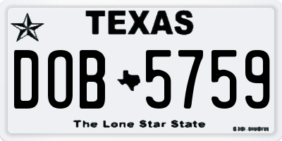 TX license plate DOB5759