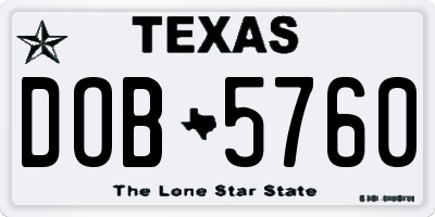 TX license plate DOB5760