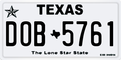 TX license plate DOB5761