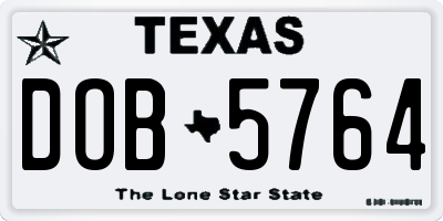 TX license plate DOB5764
