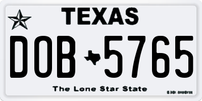 TX license plate DOB5765