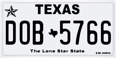 TX license plate DOB5766