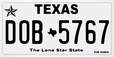 TX license plate DOB5767