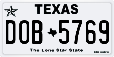 TX license plate DOB5769