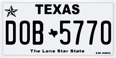 TX license plate DOB5770