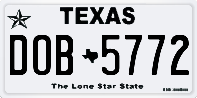 TX license plate DOB5772