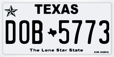 TX license plate DOB5773