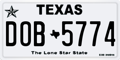 TX license plate DOB5774